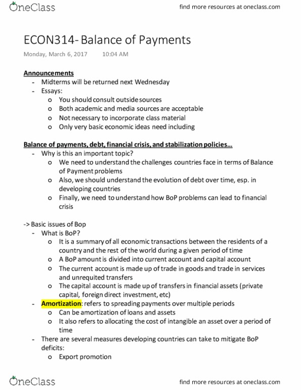 ECON 314 Lecture Notes - Lecture 6: Capital Account, Special Drawing Rights, Anathema thumbnail