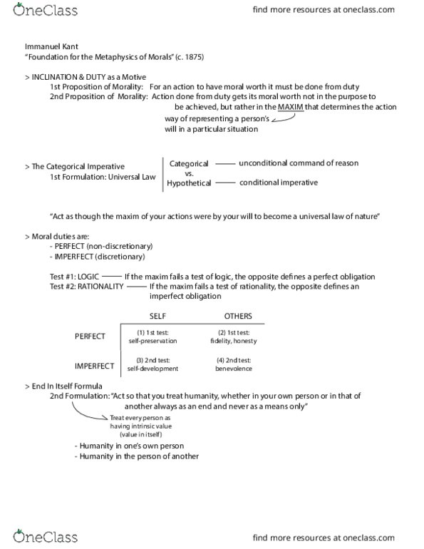 PHIL 251 Lecture Notes - Lecture 8: Immanuel Kant, Categorical Imperative thumbnail