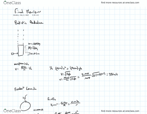 PHYS 1408 Final: Final Review - OneClass