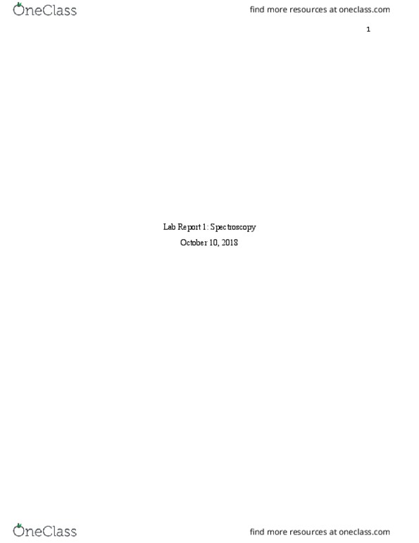 CHEM 101 Lecture Notes - Lecture 1: Lab Report, Spectroscopy, Hydrogen Atom thumbnail