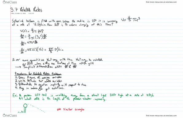 MATH 1451 Lecture 16: 3.7 Related Rates thumbnail