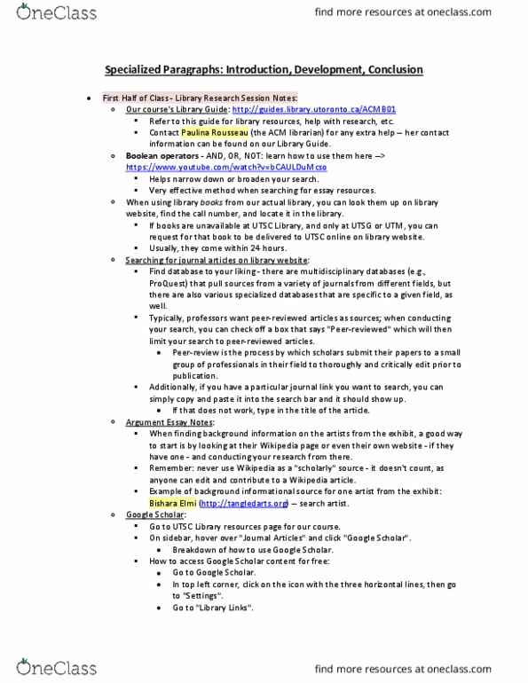 ACMB01H3 Lecture Notes - Lecture 6: Google Scholar, Proquest, Medieval University thumbnail