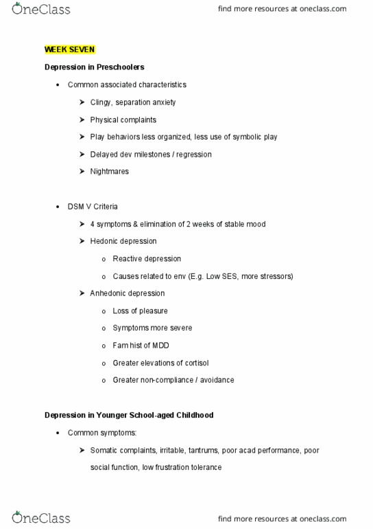 PSYC3308 Lecture Notes - Lecture 7: Dsm-5, Cortisol, Suicidal Ideation thumbnail