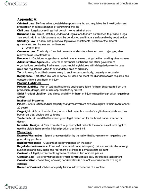 COMMERCE 1E03 Chapter Notes - Chapter A: Commercial Paper, Code Of Law, Consumerism thumbnail