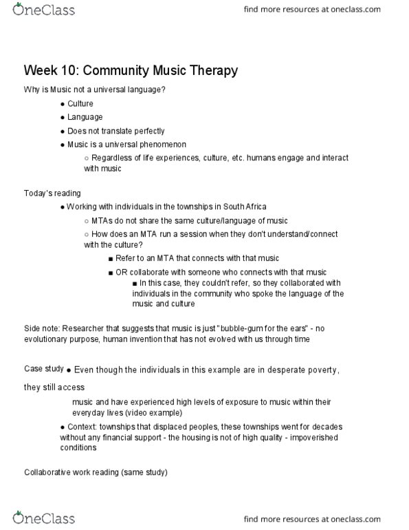 MUSIC 2MT3 Lecture Notes - Lecture 10: Music Therapy, Social Change, Beautiful Music thumbnail