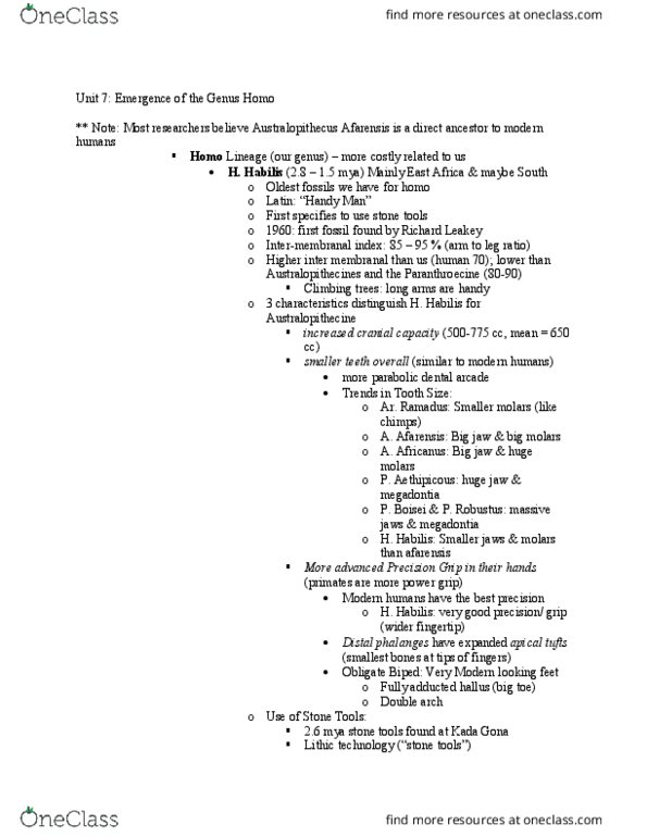 ARCH 131 Chapter Notes - Chapter 7: Richard Leakey, Phalanx Bone, Lithic Technology thumbnail