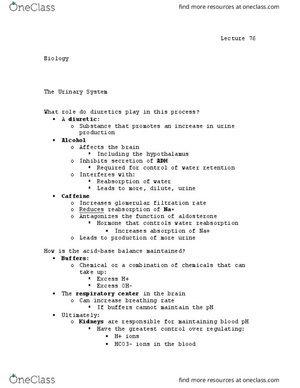 BIOL 110 Lecture Notes - Lecture 76: Renal Function, Respiratory Center, Reabsorption thumbnail