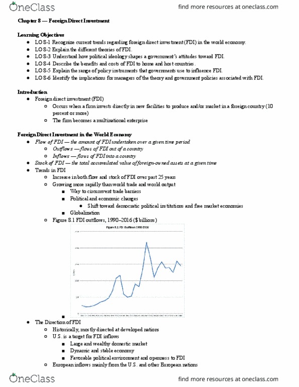 MGT 3660 Lecture Notes - Lecture 8: Foreign Direct Investment, Multinational Corporation, Capital Outflow thumbnail