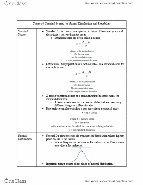 PSY 302 Chapter Notes - Chapter 4: Standard Score, Standard Deviation, Frequency Distribution thumbnail