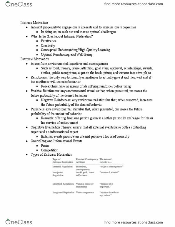 PSY 307 Chapter Notes - Chapter 5: Cognitive Evaluation Theory thumbnail