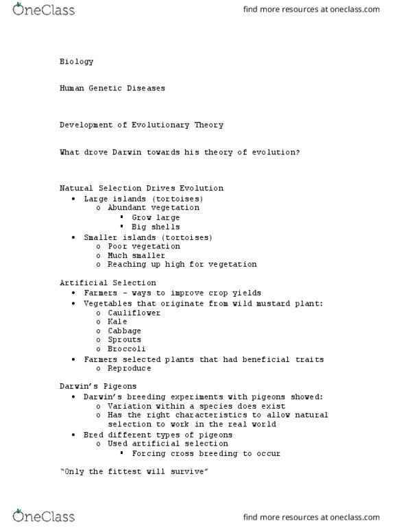 BIOL 110 Lecture Notes - Lecture 21: Mustard Plant, Selective Breeding, Natural Selection thumbnail