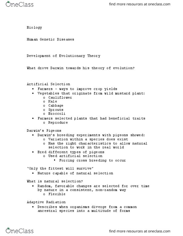 BIOL 110 Lecture Notes - Lecture 22: Mustard Plant, Selective Breeding, Natural Selection thumbnail