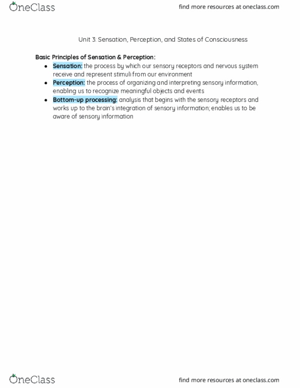 PSY 101 Lecture Notes - Lecture 3: Caffeine, Biopsychosocial Model, Taste Receptor thumbnail