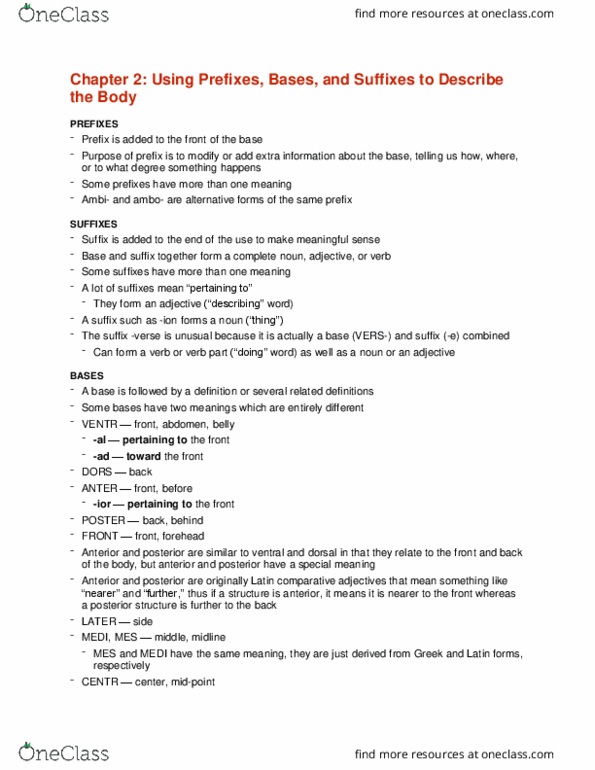 GRST 211 Chapter Notes - Chapter 2: Sagittal Plane, Sagittal Suture, Three Positions thumbnail