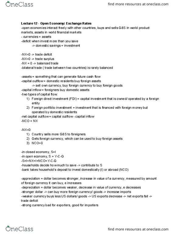 ECON 002 Lecture Notes - Lecture 12: Foreign Direct Investment, Foreign Portfolio Investment, Capital Outflow thumbnail