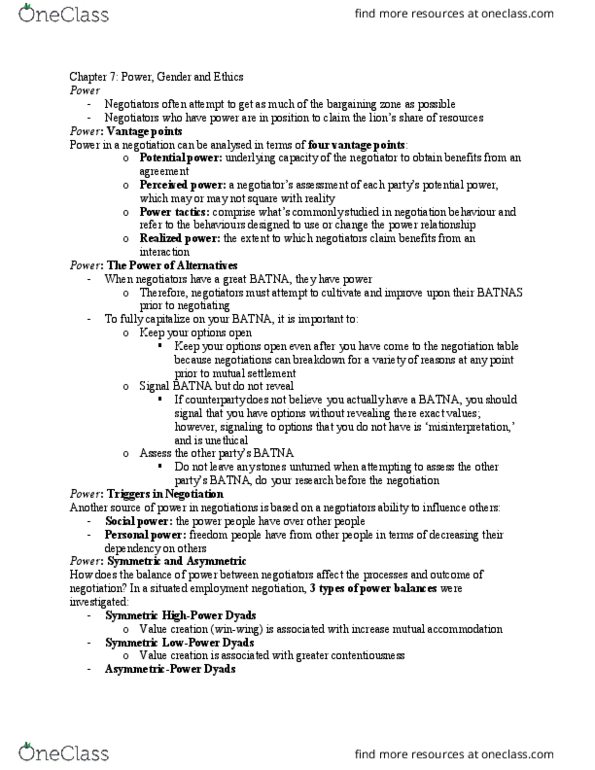 BUS 485 Chapter Notes - Chapter 7: Best Alternative To A Negotiated Agreement, Reservation Price thumbnail