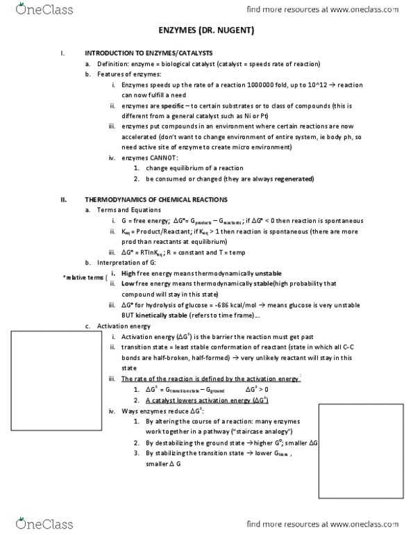 CHEM4465 Lecture Notes - Nucleophile, Chymotrypsin, Protein Kinase A thumbnail