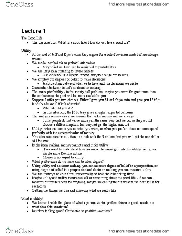 SOC SCI H1E Lecture Notes - Lecture 1: Monty Hall Problem, Utility thumbnail