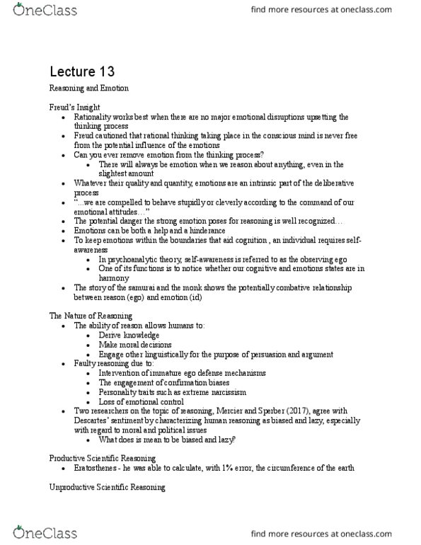 SOC SCI H1F Lecture Notes - Lecture 13: Rationality, William Wilberforce, Motivated Reasoning thumbnail
