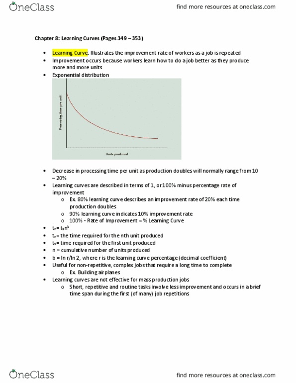 BU385 Chapter Notes - Chapter 8: Exponential Distribution thumbnail