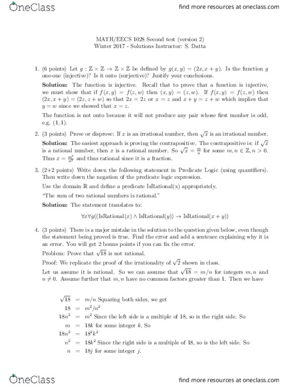 EECS 1019 Study Guide - Fall 2017, Midterm - First-Order Logic ...