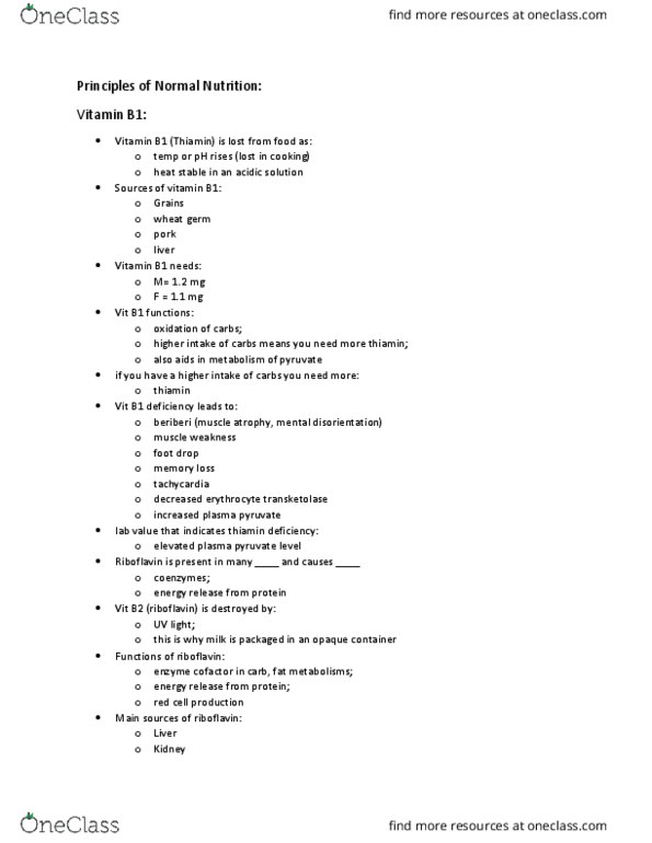 DIET 4470 Lecture Notes - Lecture 3: Cereal Germ, Transketolase, Muscle Atrophy thumbnail
