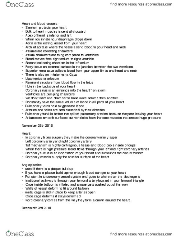 KP221 Lecture Notes - Lecture 22: Left Coronary Artery, Superior Vena Cava, Coronary Circulation thumbnail