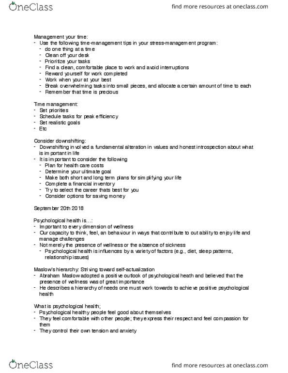 KP231 Lecture Notes - Lecture 6: Abraham Maslow, Manual Transmission, Time Management thumbnail