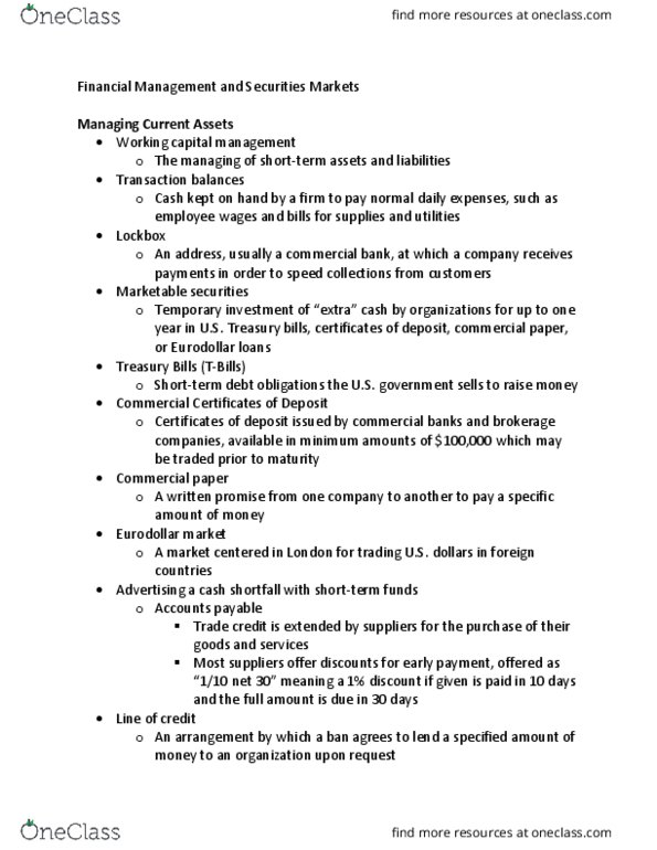 BUS 10123 Lecture Notes - Lecture 11: Corporate Finance, United States Treasury Security, Eurodollar thumbnail