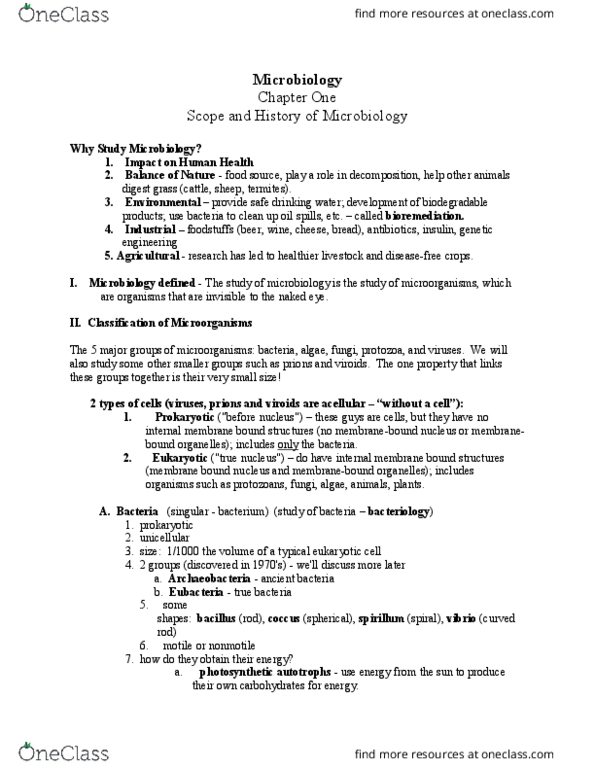 MCB 2000 Lecture Notes - Lecture 1: Spirillum, Bioremediation, Bacteria thumbnail