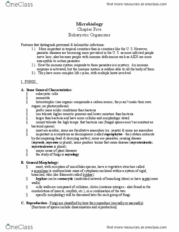 MCB 2000 Lecture Notes - Lecture 4: Facultative Anaerobic Organism, Mycosis, Mycology thumbnail