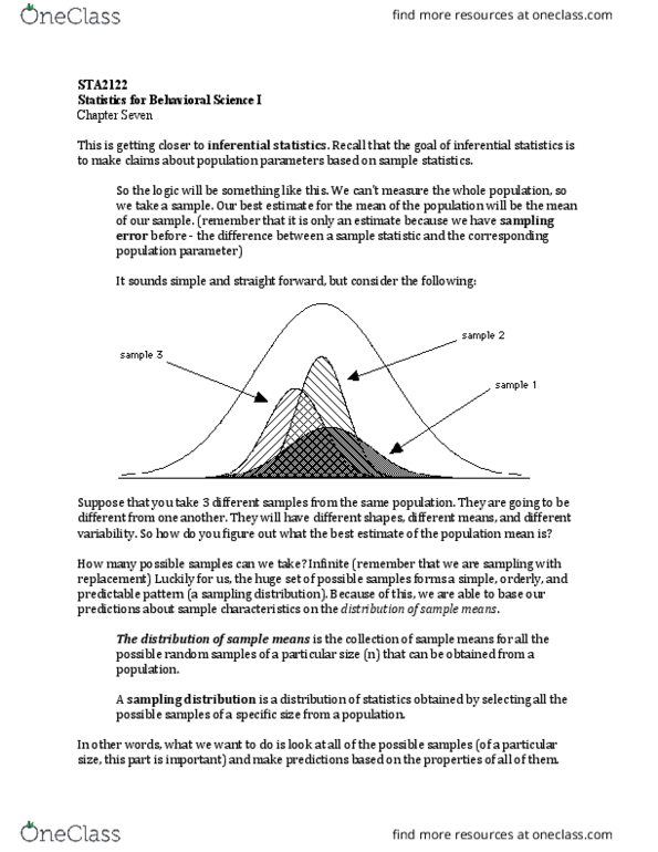 STA 2122 Chapter Notes - Chapter 7: Statistical Inference, Statistic, Statistical Parameter thumbnail
