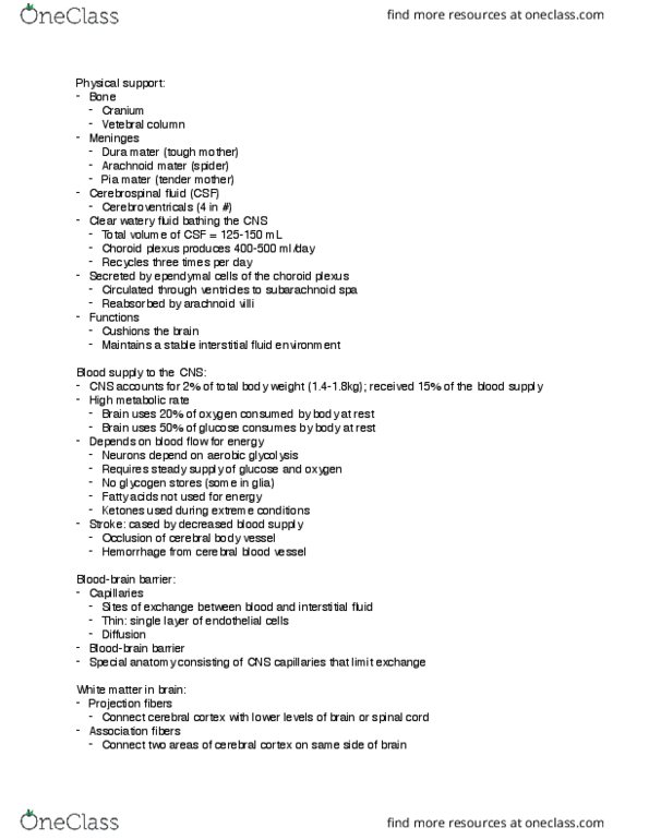 KP290 Lecture Notes - Lecture 17: Arachnoid Mater, Choroid Plexus, Arachnoid Granulation thumbnail