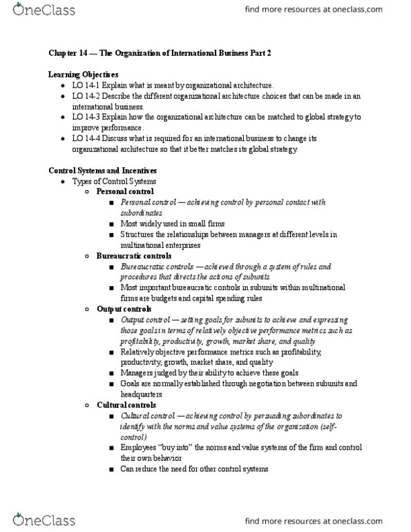 MGT 3660 Lecture Notes - Lecture 15: Multinational Corporation, Organizational Culture, Experience Curve Effects thumbnail