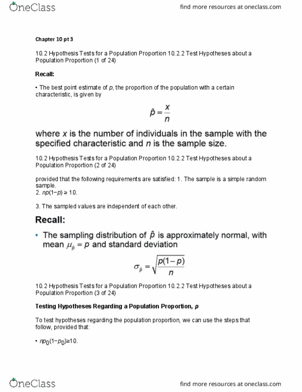 MATH 321 Lecture Notes - Lecture 50: Simple Random Sample, Point Estimation, Statistical Hypothesis Testing thumbnail