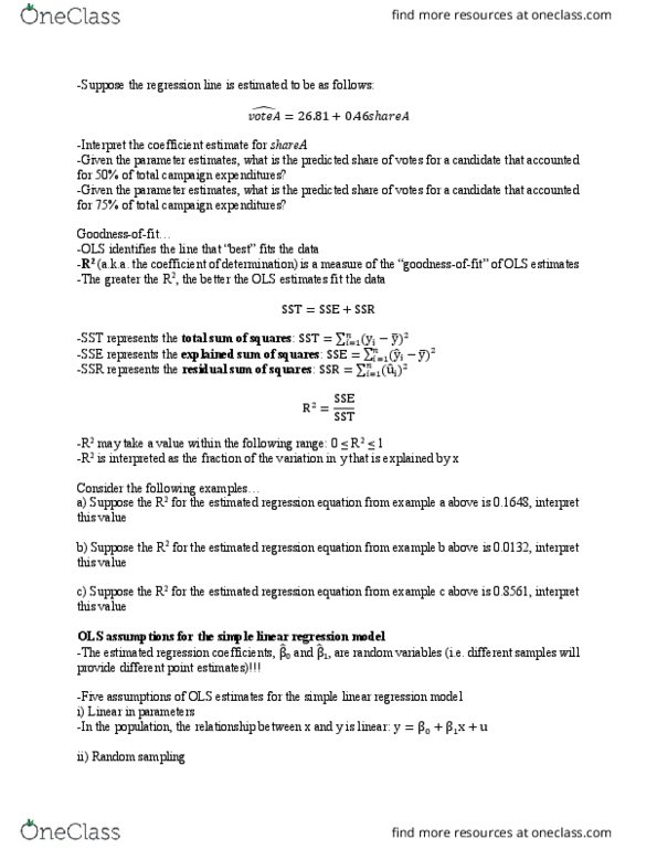 ECO 410 Lecture Notes - Lecture 8: Simple Linear Regression, And1 thumbnail