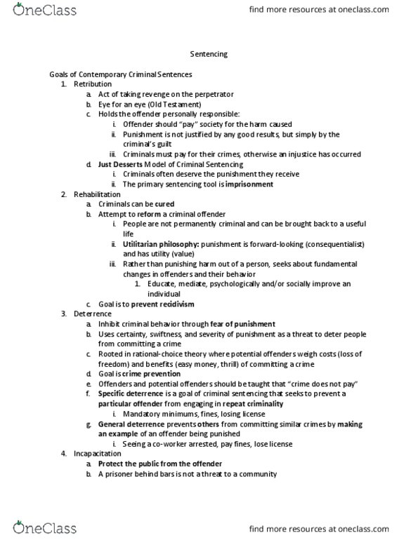 ADMJ 0500 Lecture Notes - Lecture 10: Mandatory Sentencing, Utilitarianism, Consequentialism thumbnail