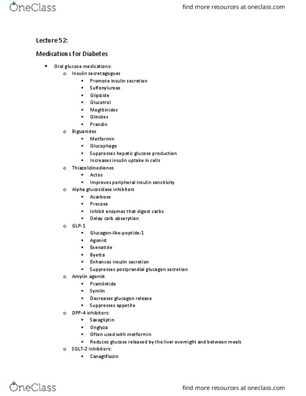 DIET 4360 Lecture Notes - Lecture 52: Glipizide, Saxagliptin, Pramlintide thumbnail
