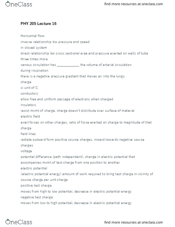 PHY 205 Lecture Notes - Lecture 16: Electric Potential Energy, Test Particle, Electric Potential thumbnail