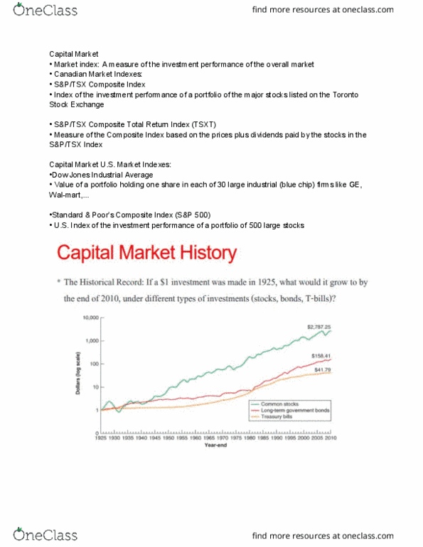 FINA 2710 Chapter Notes - Chapter 11: Dow Jones Industrial Average, Toronto Stock Exchange, S&P 500 Index thumbnail