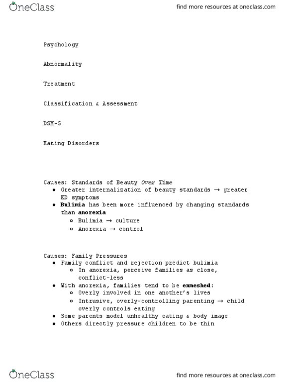 PSYCH 212 Lecture Notes - Lecture 4: Bulimia Nervosa, Dsm-5 thumbnail