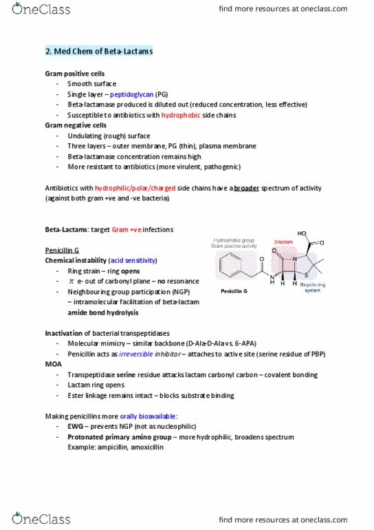 PHRM 111 Lecture Notes - Lecture 2: Neighbouring Group Participation, Lactam, Amoxicillin thumbnail