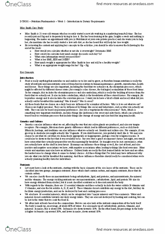 DTN201 Lecture Notes - Lecture 1: Coeliac Disease, Vegemite, B Vitamins thumbnail