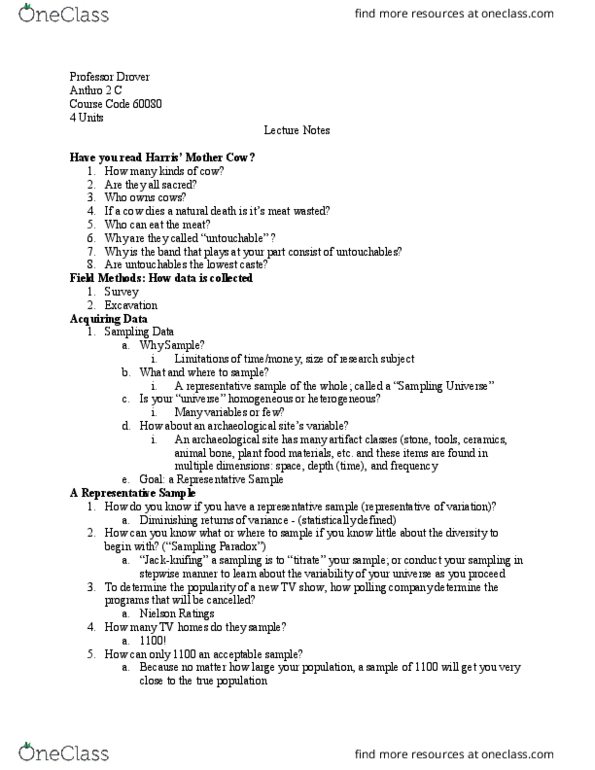ANTHRO 2C Lecture Notes - Lecture 4: Jackknifing, Nielsen Ratings, Diminishing Returns thumbnail
