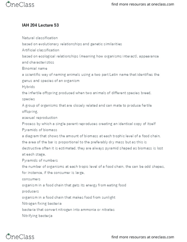 IAH 204 Lecture Notes - Lecture 53: Ecological Relationship, Interspecific Competition, Intraspecific Competition thumbnail