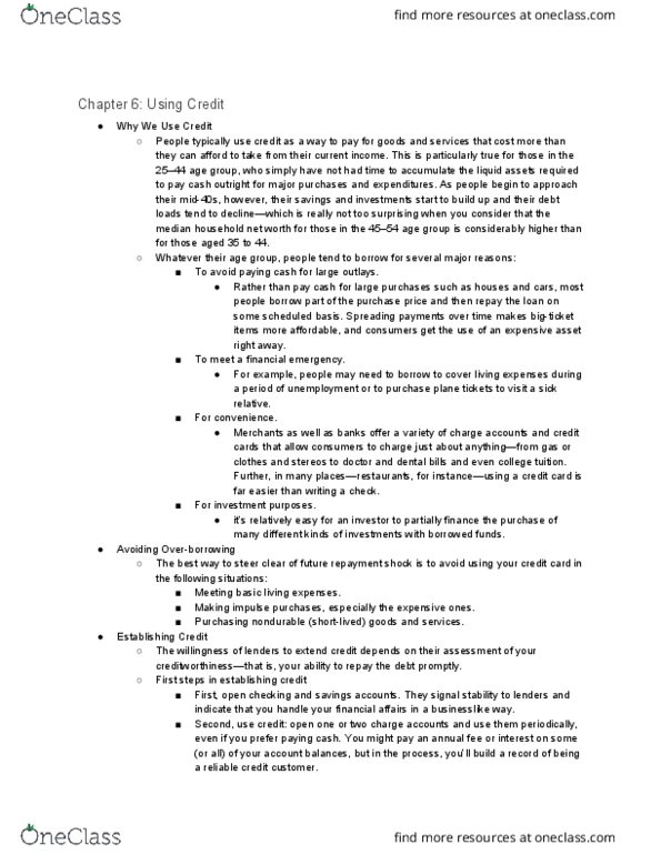 FINC 120 Chapter Notes - Chapter 6: Charge Card, Credit Risk, Cash Advance thumbnail