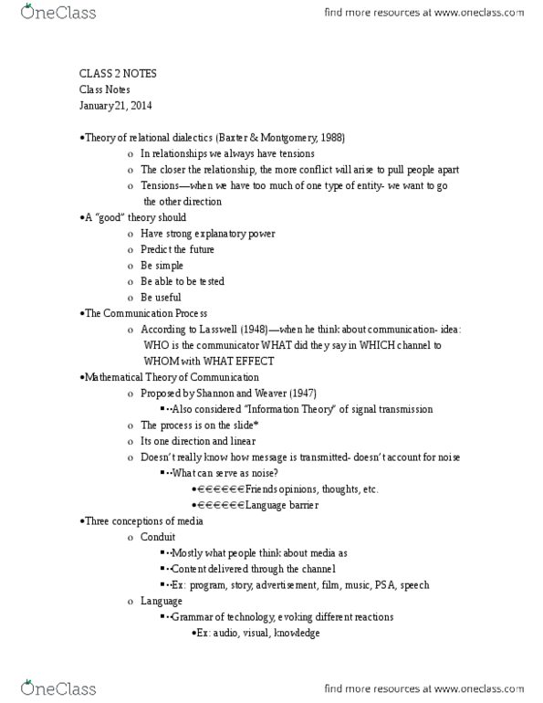 COM CM 380 Lecture Notes - Computer-Mediated Communication, Packet Switching, Relational Dialectics thumbnail