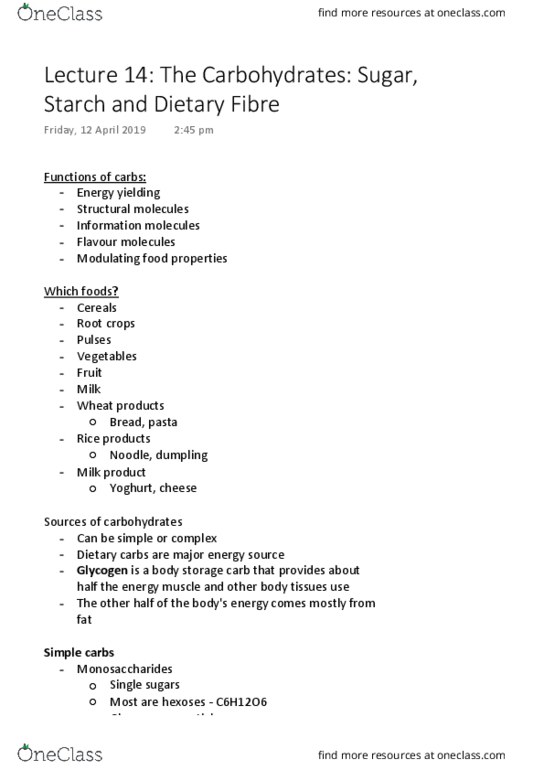 FOOD20003 Lecture Notes - Lecture 14: Dietary Fiber, Yogurt, Essential Energy thumbnail