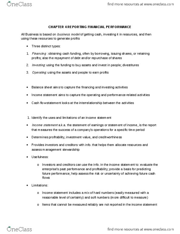 AFM291 Chapter Notes - Chapter 4: Net Income, Weighted Arithmetic Mean, Cash Flow Statement thumbnail