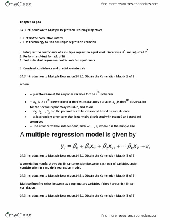 MATH 321 Lecture Notes - Lecture 74: Correlation And Dependence, Dependent And Independent Variables, Multicollinearity thumbnail